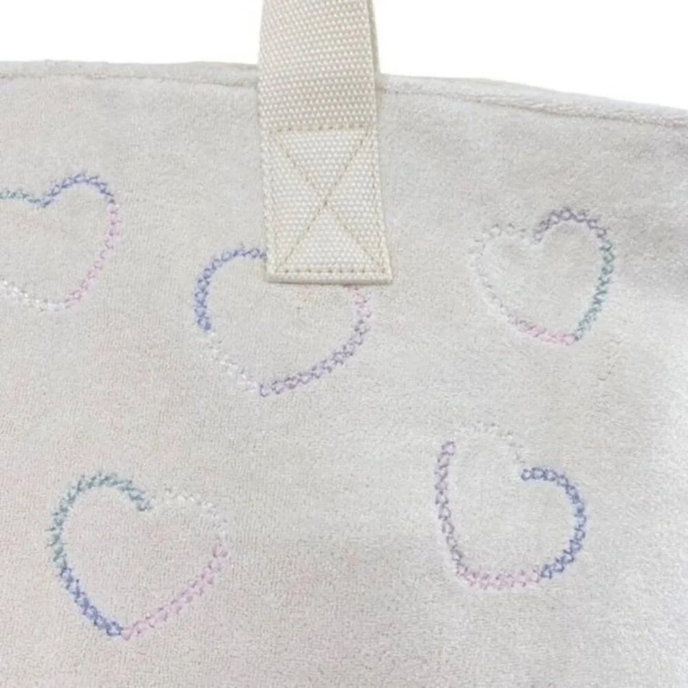 Stoney Clover Lane Terry Embroidered Hearts Zip Top Tote Bag
